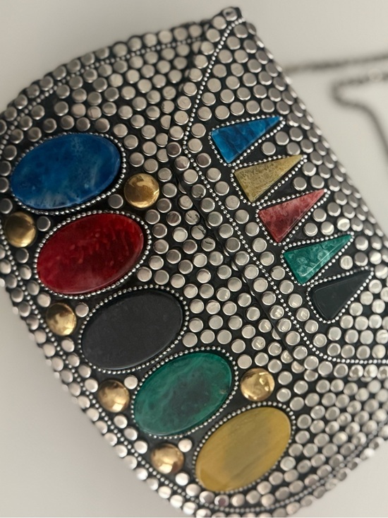 Handbags - Colorful Stone Mosaic Clutch - Multicolor